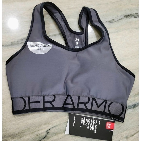 Under Armour Gray Black Sports Bra XS NWT - Picture 2 of 9
